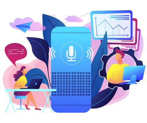 Smart speaker office controller concept vector illustration. Voice Search Optimization