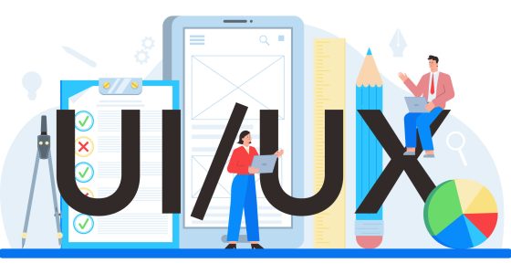 UX UI typographic header. App interface improvement Imp tools for Ui/Ux designs tools, friendly guide for Ui/Ux design .